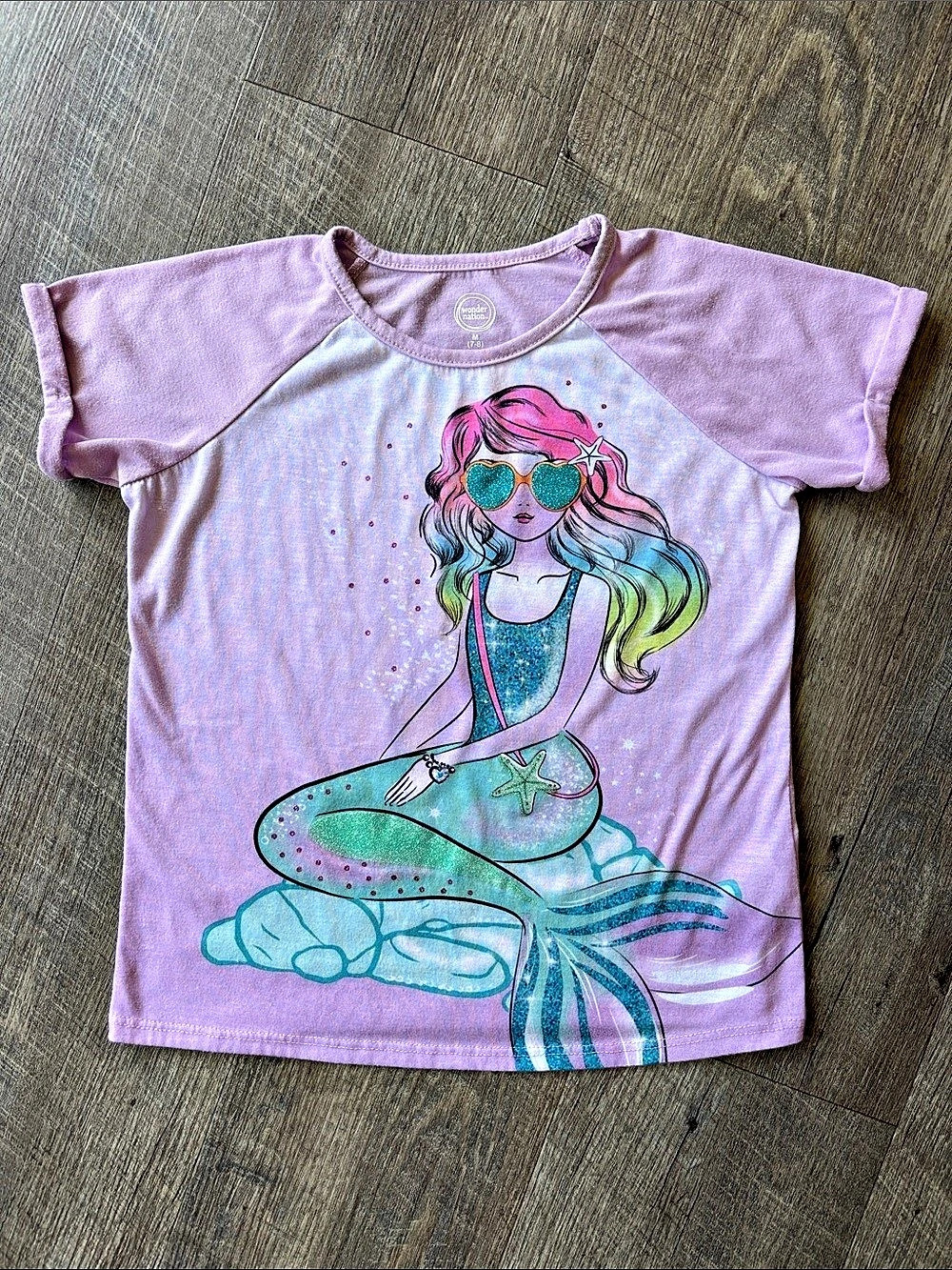 Wonder Nation Mermaid Graphic Tee Pink Girls Medium